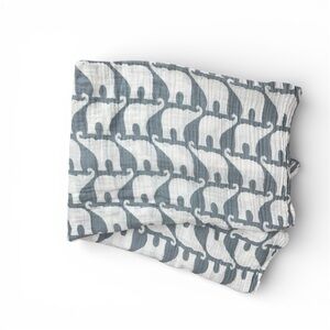 Milkbarn Gray Elephant Organic Cotton Muslin Baby Blanket